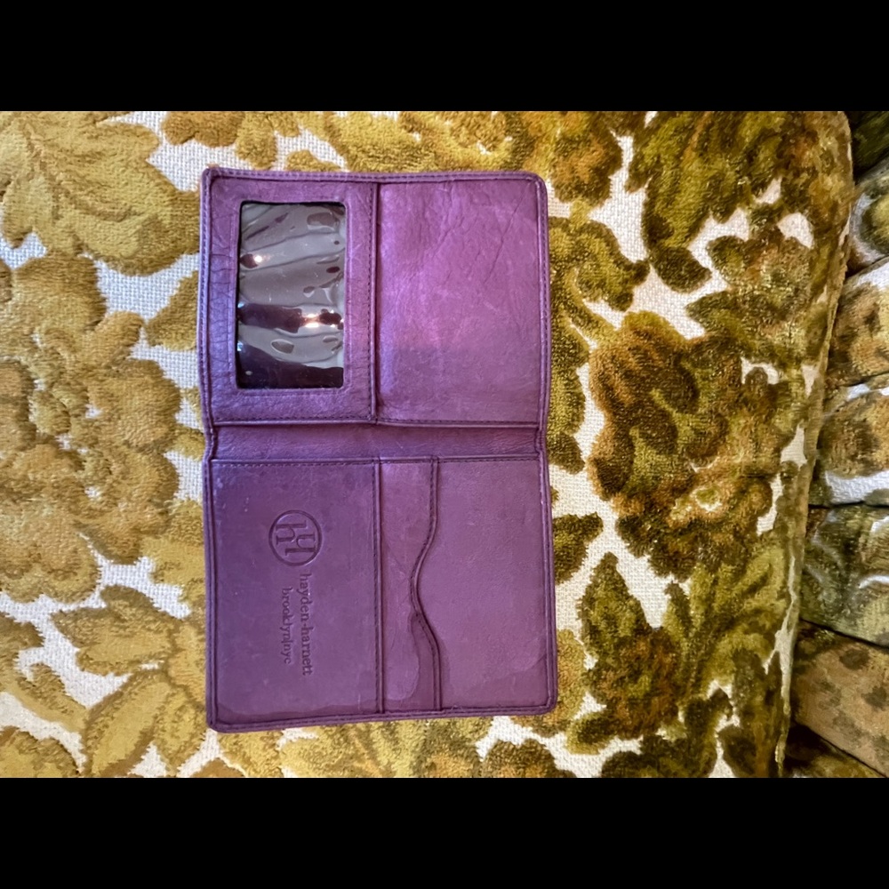 Hayden Harnett Brooklyn NYC purple leather wallet bi fold
